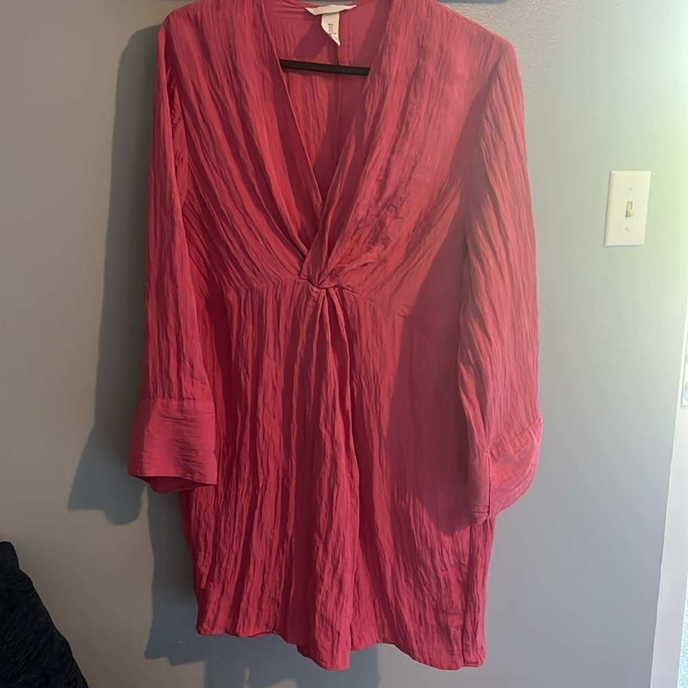 H&M Women's Textured Weave Knot Detail Dress